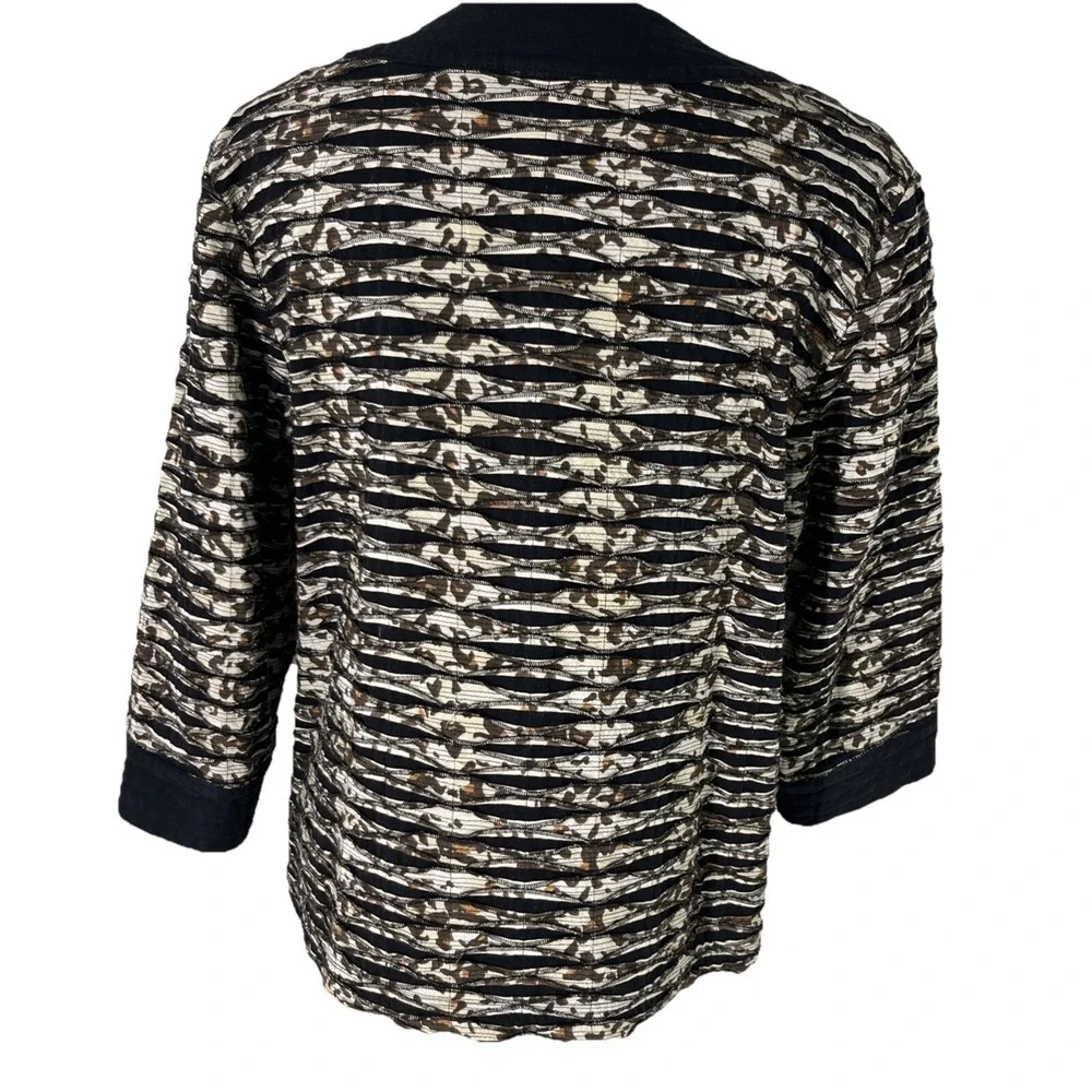 Chico's 100% Cotton Abstract Animal Print Quilted‎ Jacket Large Size 2